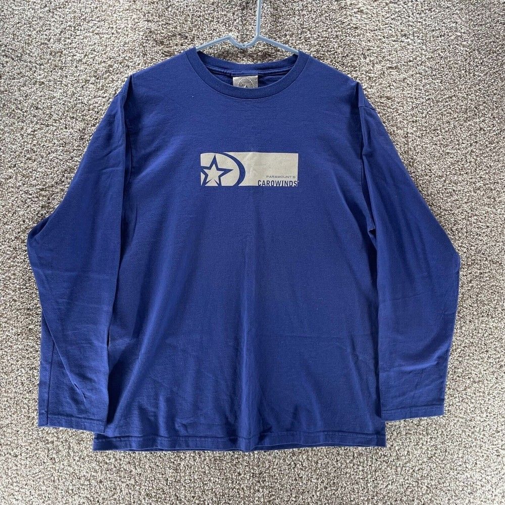 Vintage Carowinds Shirt Mens Large Blue Paramount Parks Theme Park‎ Cotton Logo